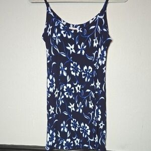 Santa‎ Monica Leisure Floral Tank Dress, Blue & White, Women's Size XXS